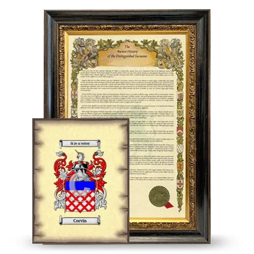Corvin Framed History and Coat of Arms Print - Heirloom