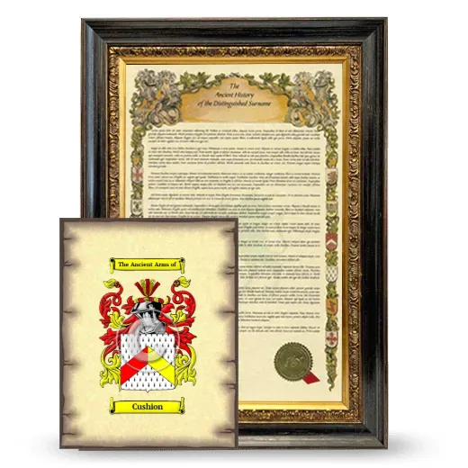 Cushion Framed History and Coat of Arms Print - Heirloom