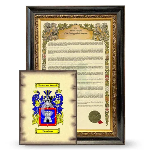 De otero Framed History and Coat of Arms Print - Heirloom