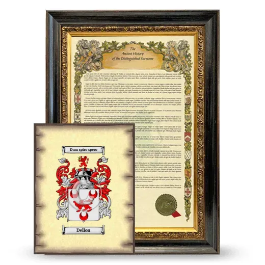 Dellon Framed History and Coat of Arms Print - Heirloom