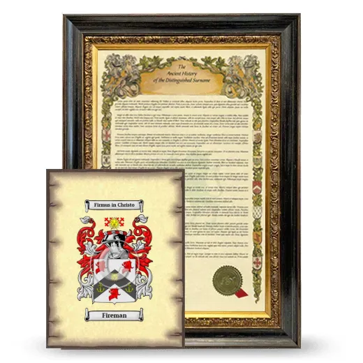 Fireman Framed History and Coat of Arms Print - Heirloom