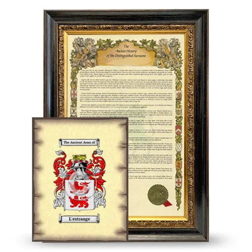 L'estrange Framed History and Coat of Arms Print - Heirloom