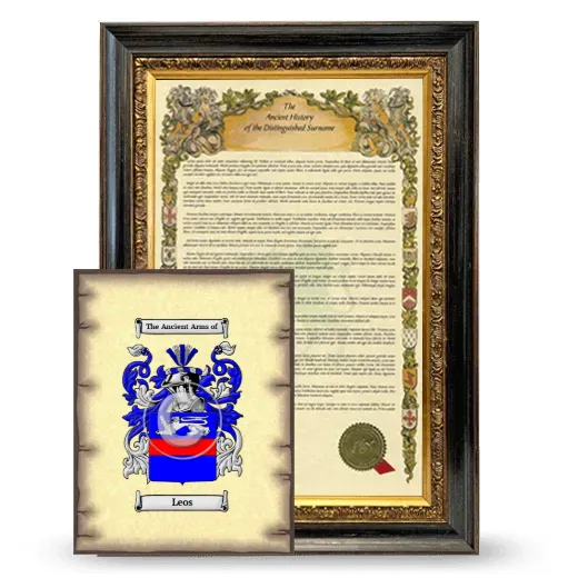 Leos Framed History and Coat of Arms Print - Heirloom