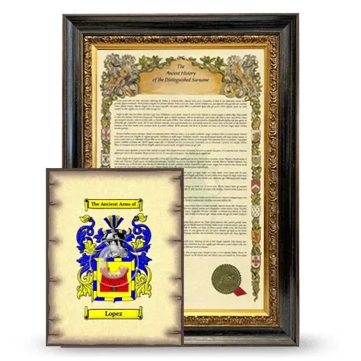 Lopez Framed History and Coat of Arms Print - Heirloom