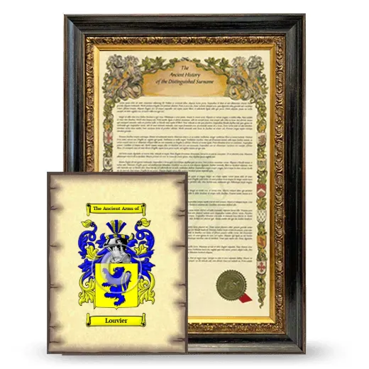 Louvier Framed History and Coat of Arms Print - Heirloom
