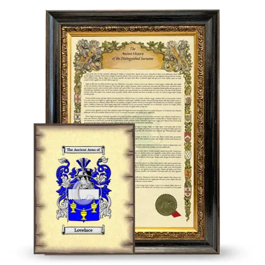 Lovelace Framed History and Coat of Arms Print - Heirloom