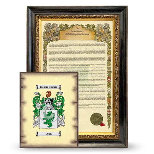 Lyon Framed History and Coat of Arms Print - Heirloom
