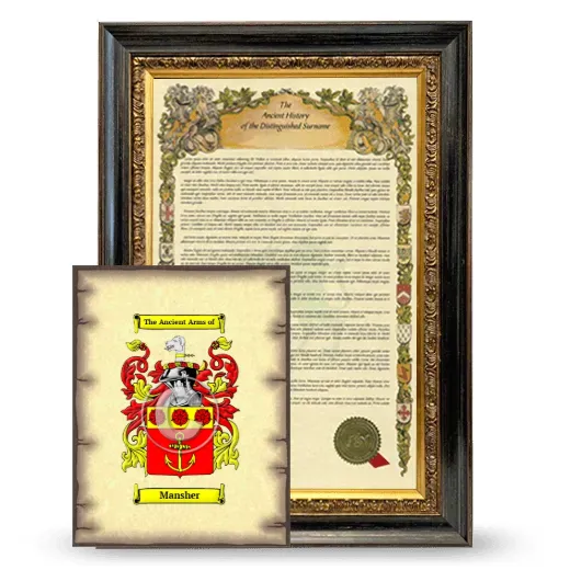 Mansher Framed History and Coat of Arms Print - Heirloom