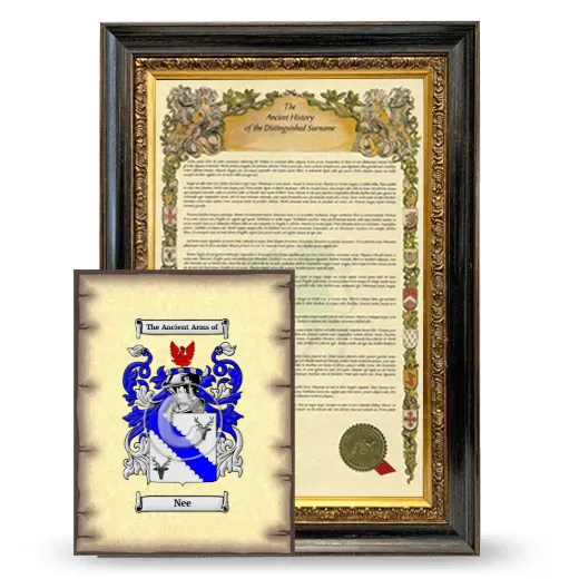 Nee Framed History and Coat of Arms Print - Heirloom