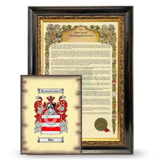 Nice Framed History and Coat of Arms Print - Heirloom
