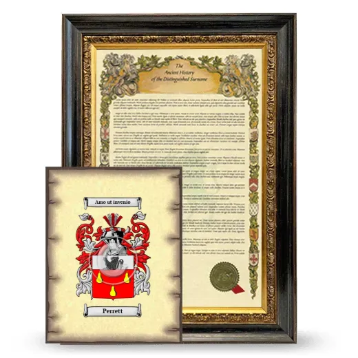 Perrett Framed History and Coat of Arms Print - Heirloom