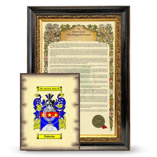 Poitevin Framed History and Coat of Arms Print - Heirloom