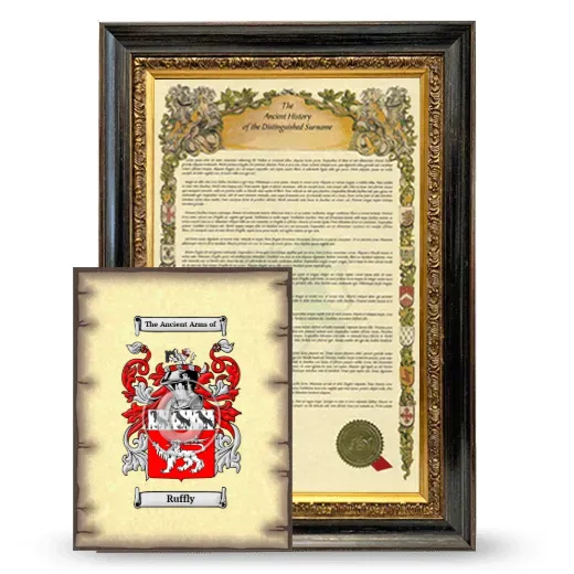Ruffly Framed History and Coat of Arms Print - Heirloom