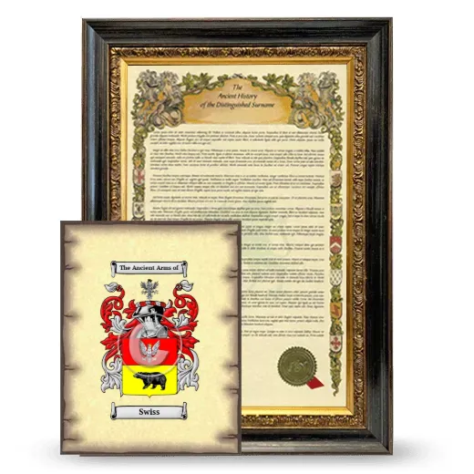 Swiss Framed History and Coat of Arms Print - Heirloom
