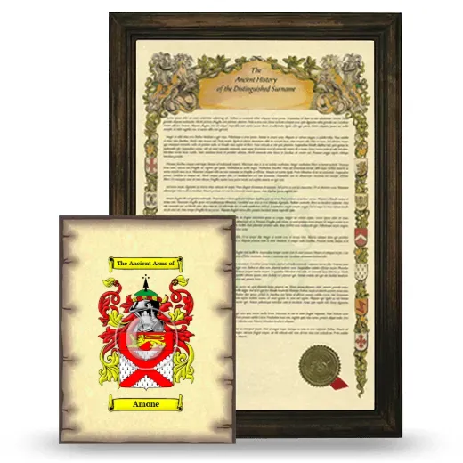 Amone Framed History and Coat of Arms Print - Brown