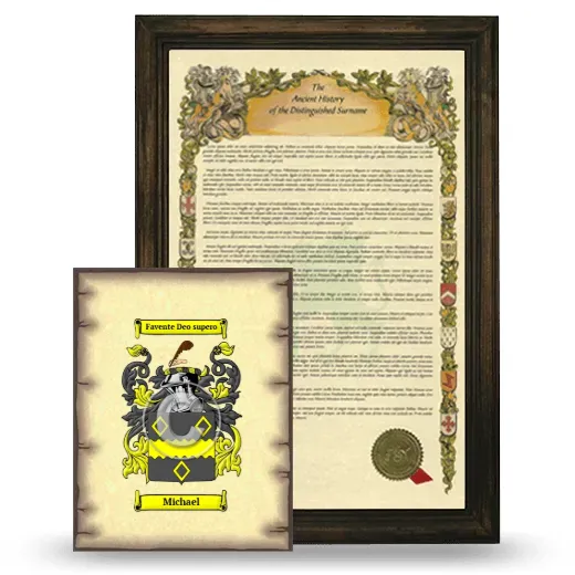 Michael Framed History and Coat of Arms Print - Brown