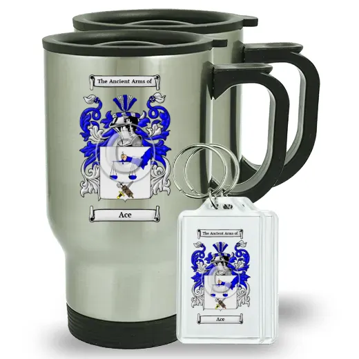 Ace Pair of Travel Mugs and pair of Keychains