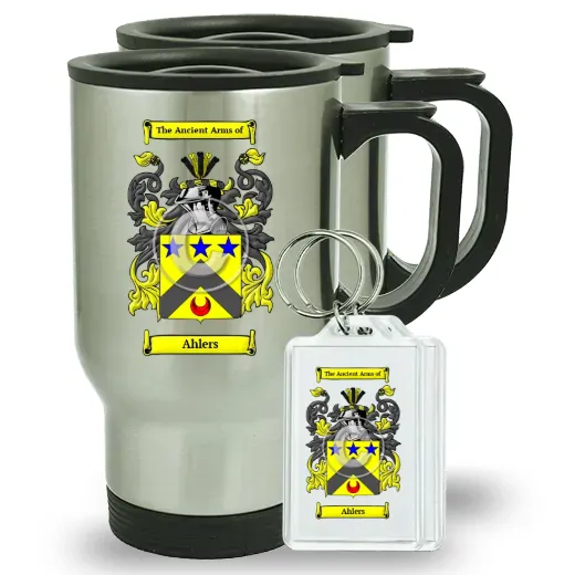 Ahlers Pair of Travel Mugs and pair of Keychains