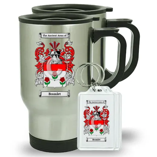 Bramlet Pair of Travel Mugs and pair of Keychains