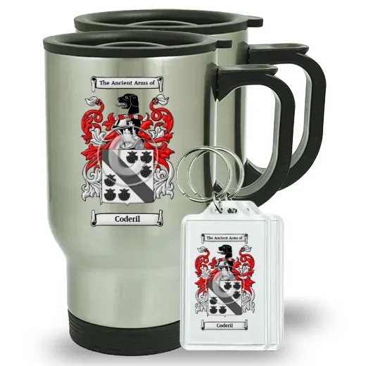 Coderil Pair of Travel Mugs and pair of Keychains
