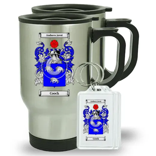 Cooch Pair of Travel Mugs and pair of Keychains