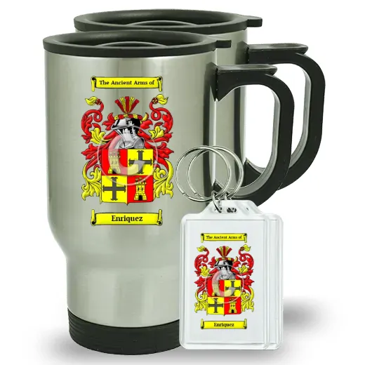Enriquez Pair of Travel Mugs and pair of Keychains
