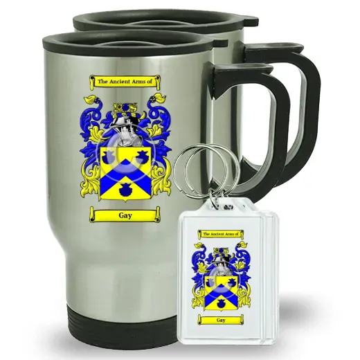 Gay Pair of Travel Mugs and pair of Keychains