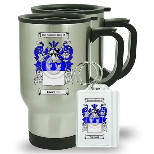 Giovanni Pair of Travel Mugs and pair of Keychains