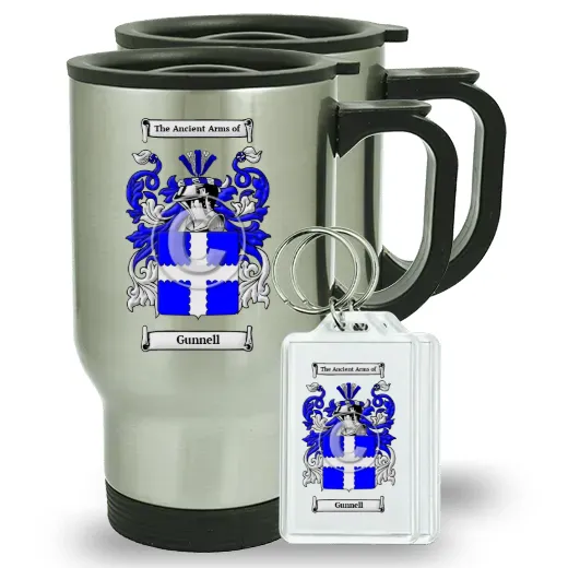 Gunnell Pair of Travel Mugs and pair of Keychains
