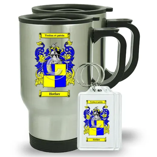 Hother Pair of Travel Mugs and pair of Keychains