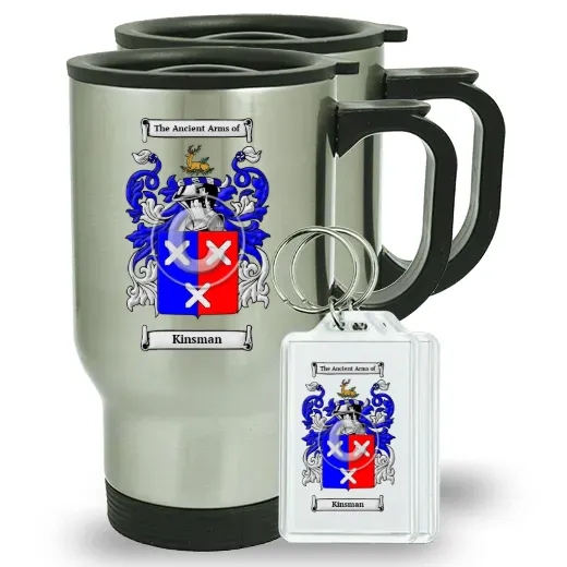 Kinsman Pair of Travel Mugs and pair of Keychains