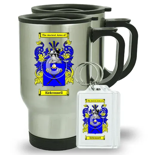 Kirkconnell Pair of Travel Mugs and pair of Keychains