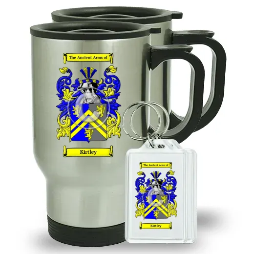 Kirtley Pair of Travel Mugs and pair of Keychains