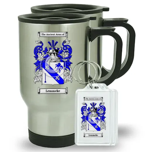 Lemmeke Pair of Travel Mugs and pair of Keychains