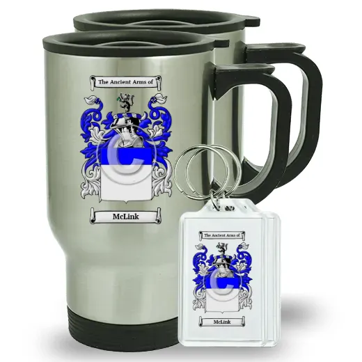 McLink Pair of Travel Mugs and pair of Keychains