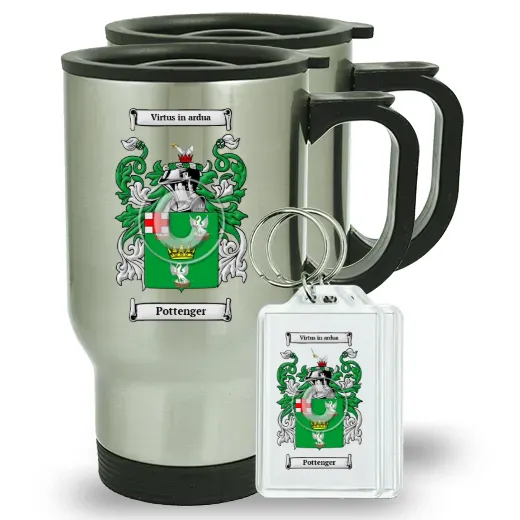 Pottenger Pair of Travel Mugs and pair of Keychains