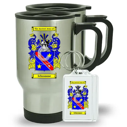 Schramme Pair of Travel Mugs and pair of Keychains
