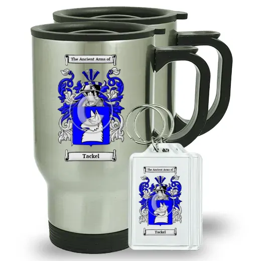 Tackel Pair of Travel Mugs and pair of Keychains