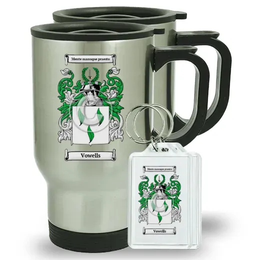 Vowells Pair of Travel Mugs and pair of Keychains