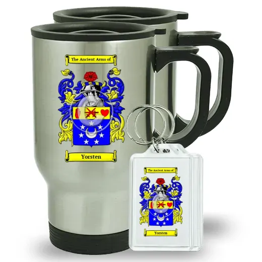 Yorsten Pair of Travel Mugs and pair of Keychains