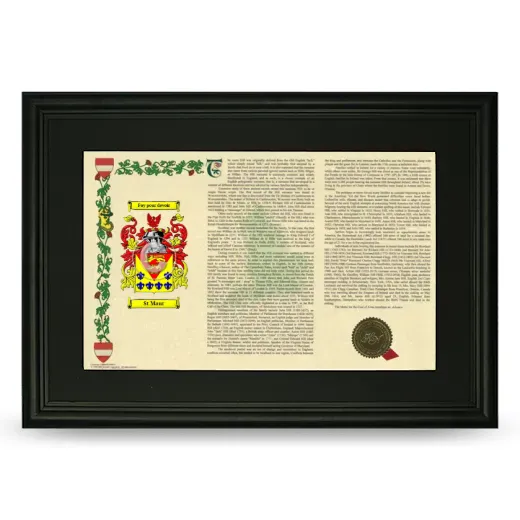 St Maur Deluxe Armorial Landscape Framed- Black