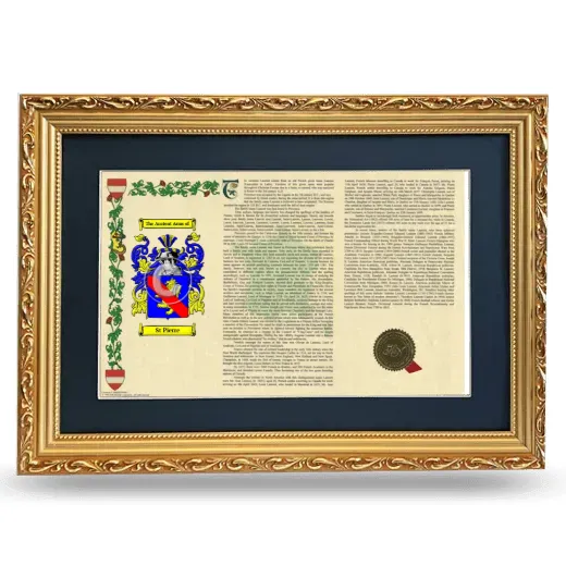 St Pierre Deluxe Armorial Landscape Framed - Gold