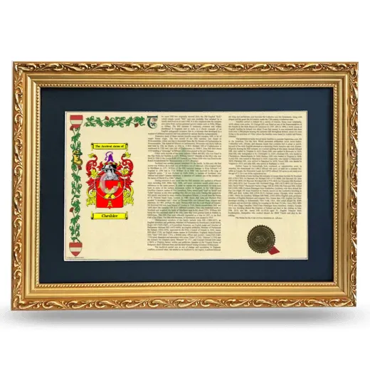 Cheshire Deluxe Armorial Landscape Framed - Gold