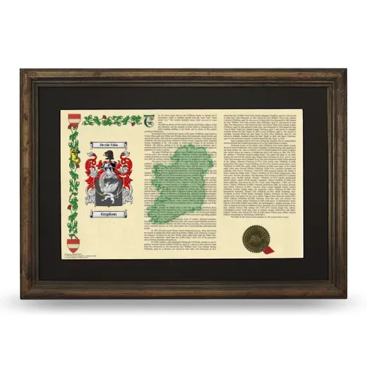Gryphon Deluxe Armorial Landscape Framed - Brown