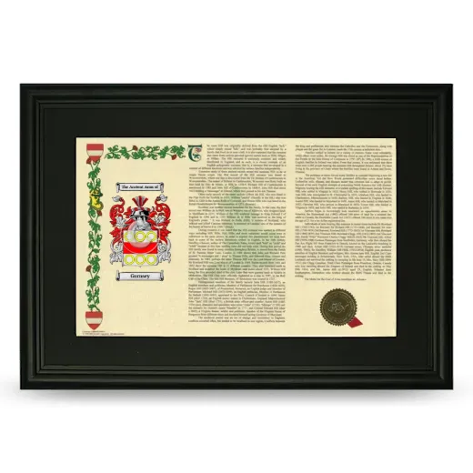 Gurnsey Deluxe Armorial Landscape Framed- Black