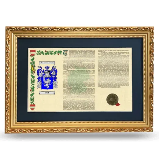 Post Deluxe Armorial Landscape Framed - Gold
