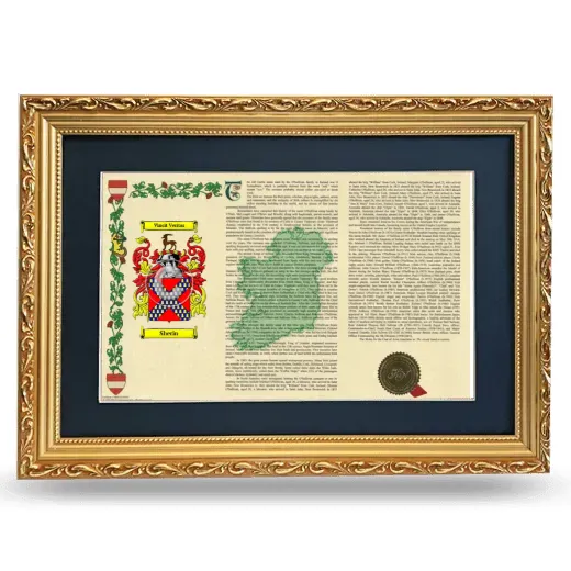 Sherin Deluxe Armorial Landscape Framed - Gold