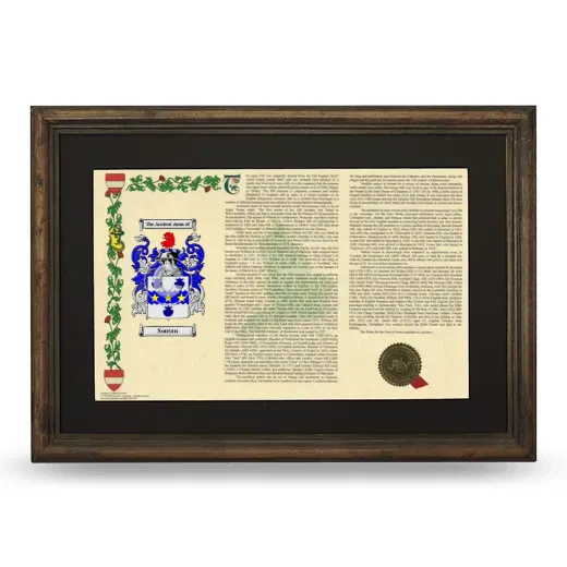 Soutan Deluxe Armorial Landscape Framed - Brown