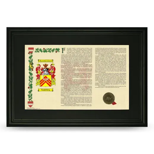 Vanderberg Deluxe Armorial Landscape Framed- Black