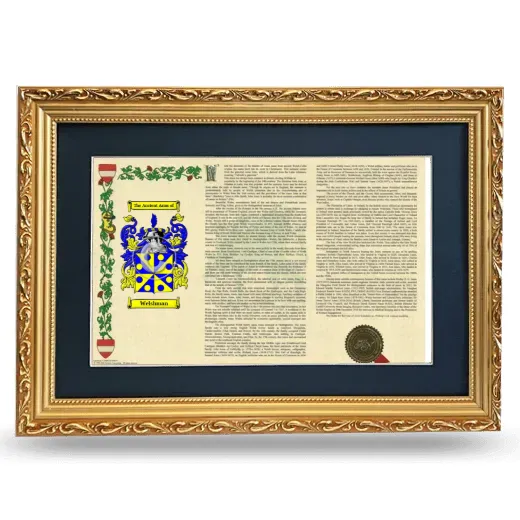 Welshman Deluxe Armorial Landscape Framed - Gold